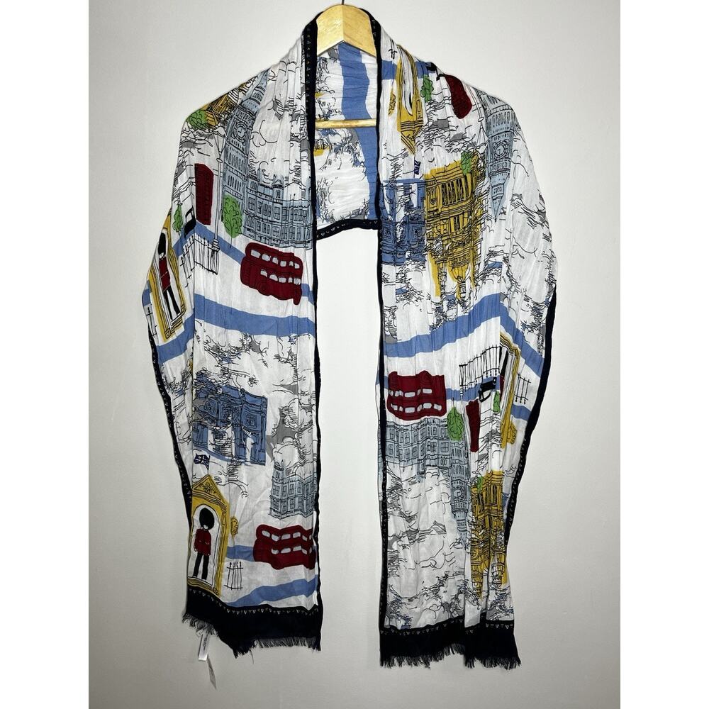 Talbots London England City Print Novelty Scarf British UK Tourist Travel Castle